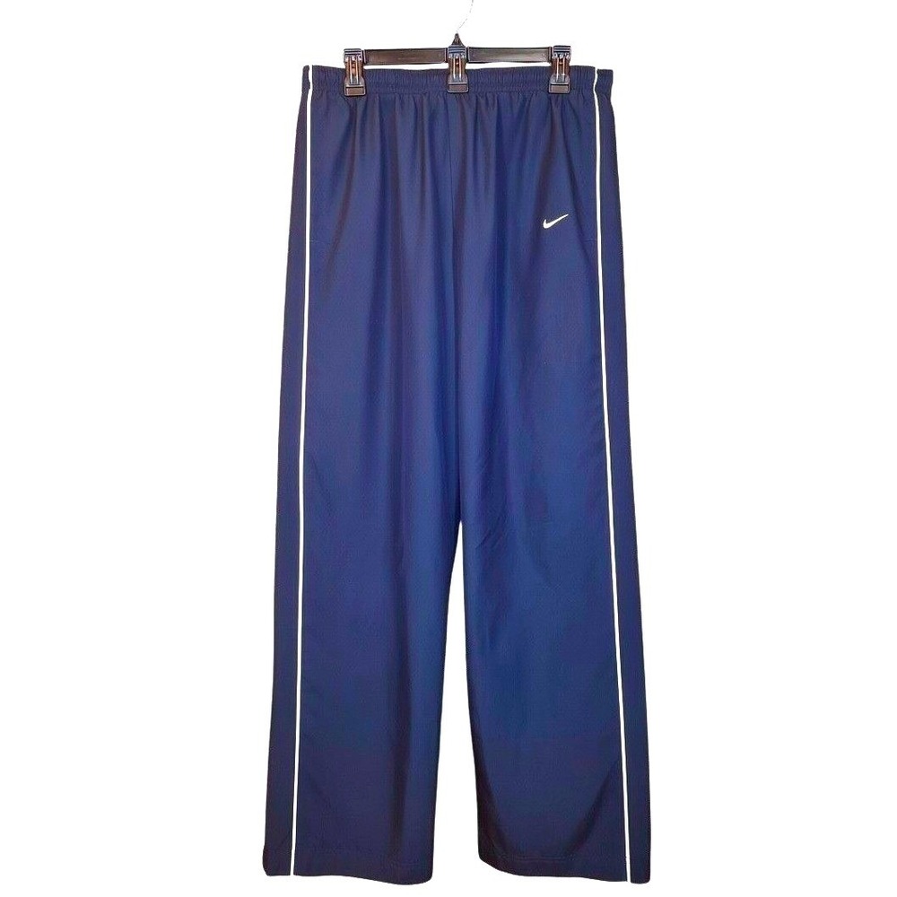 Nike Track Pants Mens XL Blue Windbreaker Y2K Side Stripe Zipper Swoosh Nylon